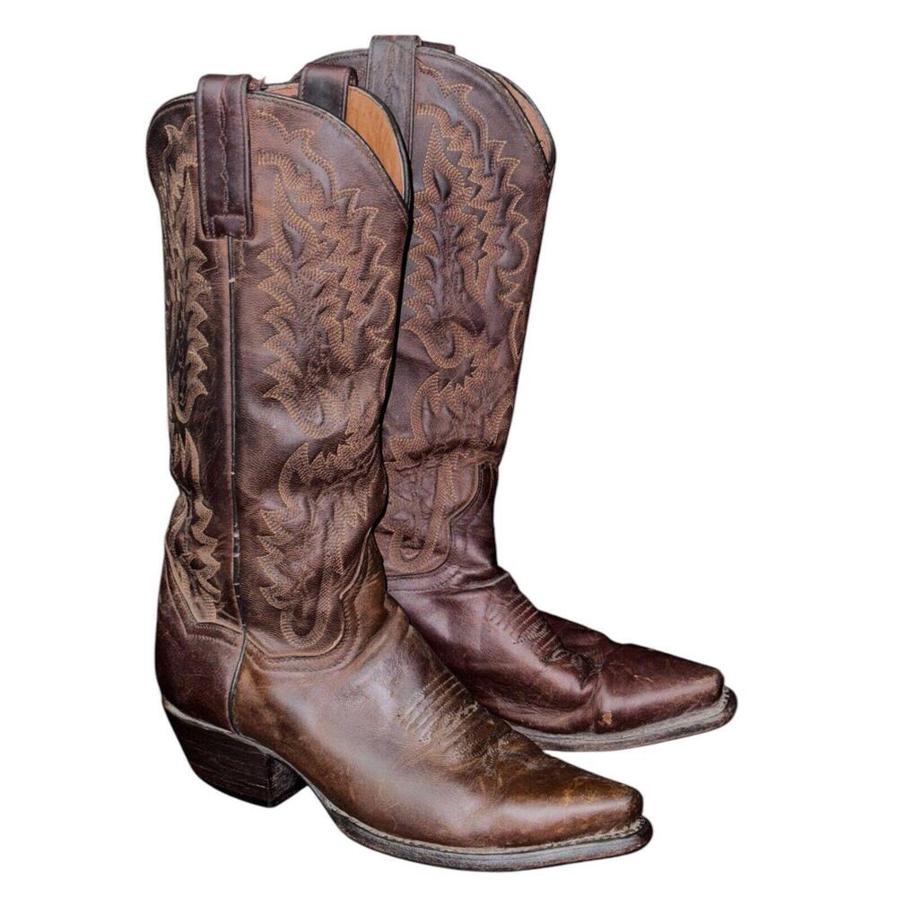 Dan Post Santa Rosa 3464 Brown Leather Snip Toe Distressed Cowboy Boots Sz 6
